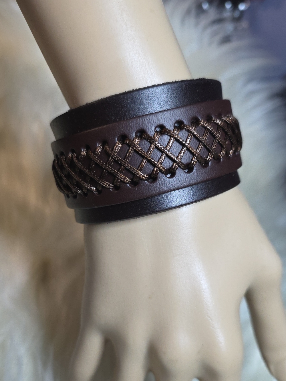 paparazzi Dark Brown Braided Leather Cuff Bracelet